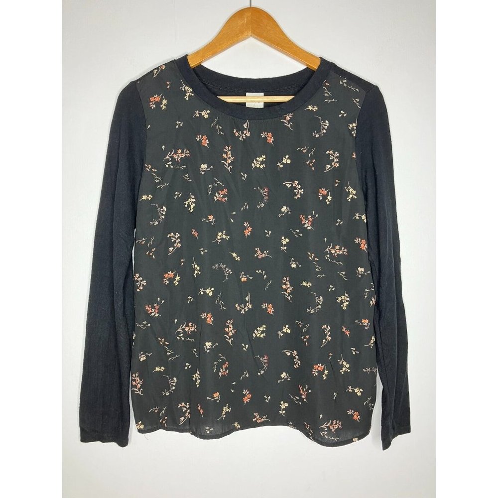 Kaileigh Women's Medium Black Long Sleeve Floral Top